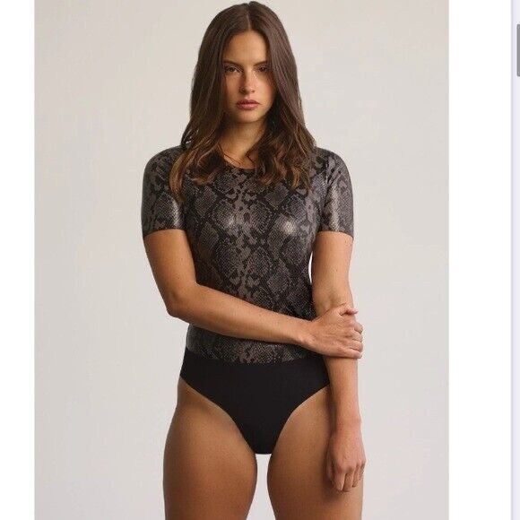 Commando Grey Snake Faux Leather Bodysuit Size Small - Picture 3 of 3
